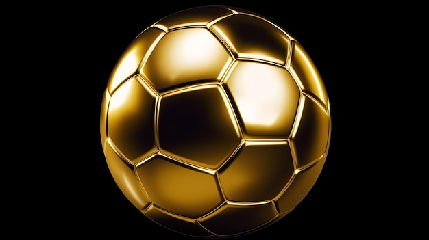 Photo a gold soccer ball on a black background