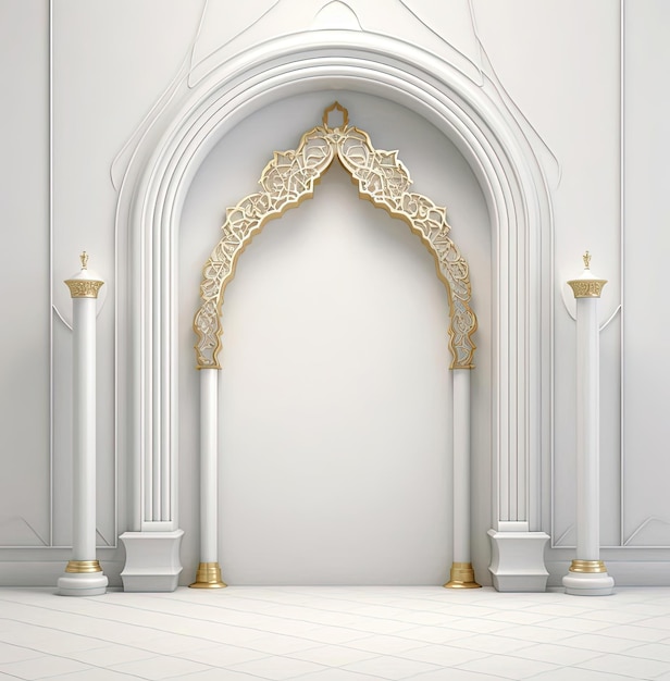 gold space ramadan greeting card background in the style of arched doorways