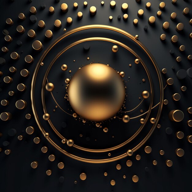 A gold sphere with a black background and the words gold on it.