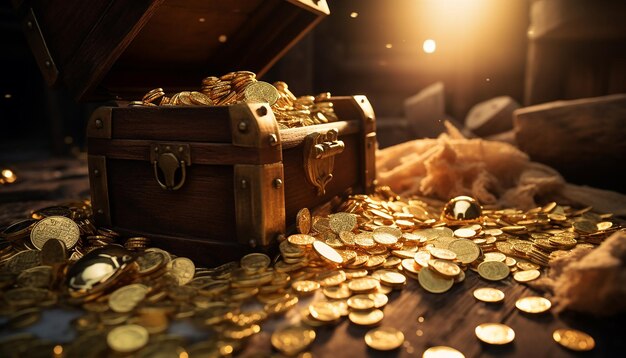 Gold spilled from treasure chest