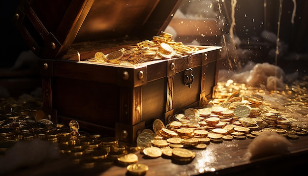 Gold spilled from treasure chest