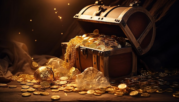 Gold spilled from treasure chest