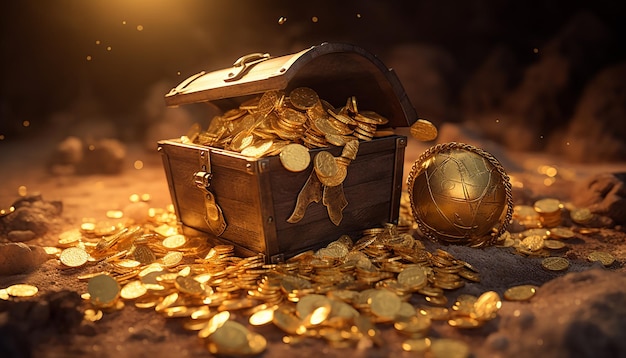 Gold spilled from treasure chest