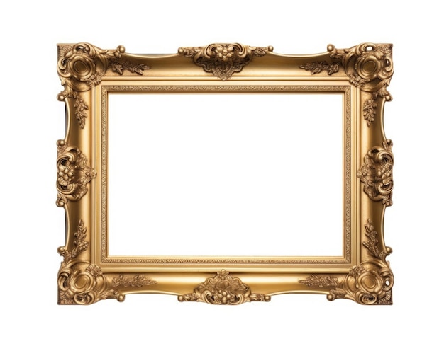 Gold square antique frame over white background