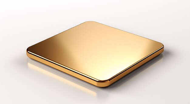 Photo a gold square object on a white surface
