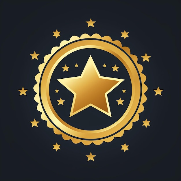 Photo a gold star badge on a black background