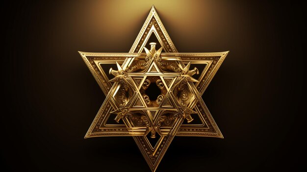 Photo a gold star of david on a dark background