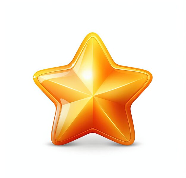 a gold star in the middle of the white background in the style of rounded shapes