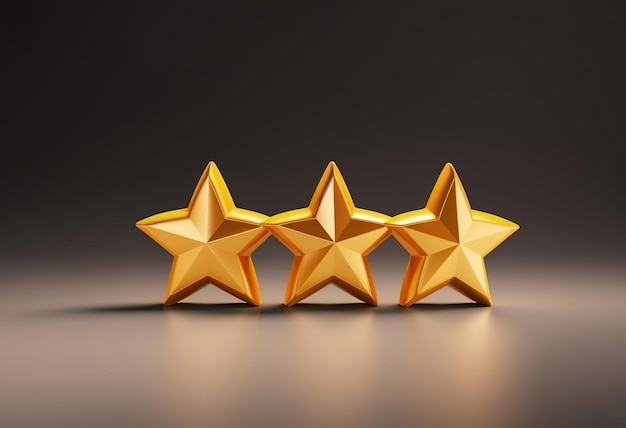 Gold star rating review isolated on best quality