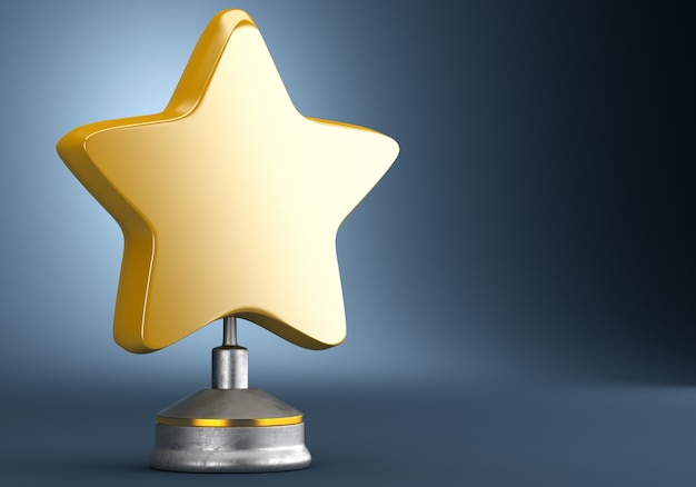 A gold star reward isolated on dark background