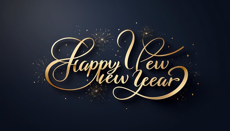 Photo a gold star that says happy new year on a blue background