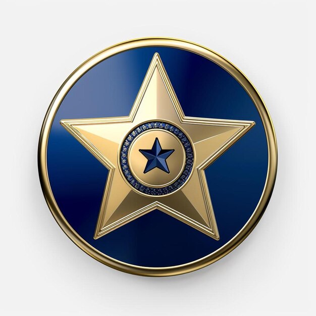 Photo a gold star with a blue border and a gold star on it.