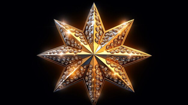 A gold star with gold and black background