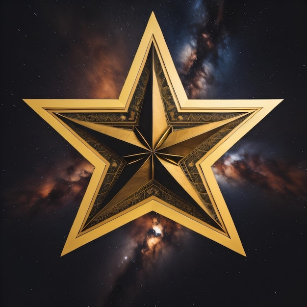 A gold star with a gold star on the top