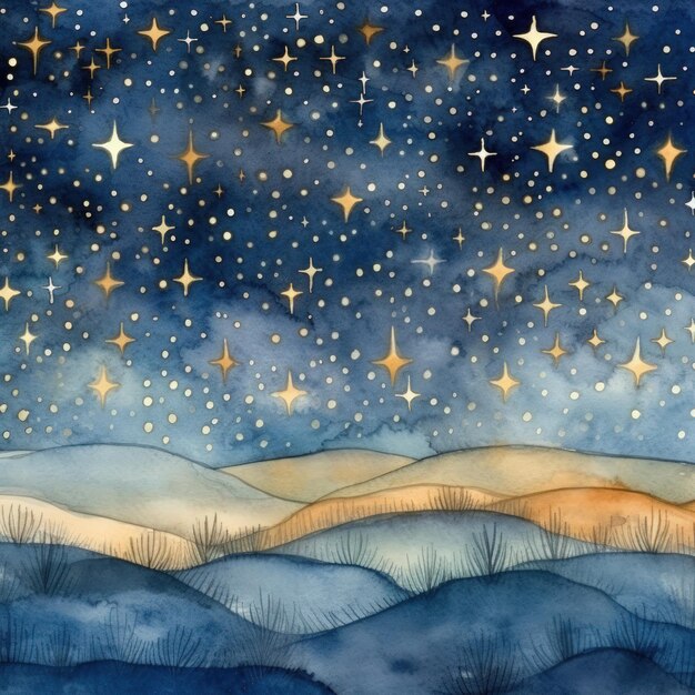 Photo gold stars on a blue background illustration ai generative