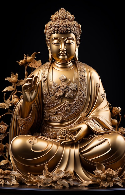 Photo a gold statue of a buddha