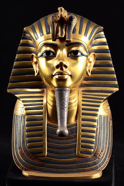 A gold statue of a pharaoh with a long nose and a long nose.