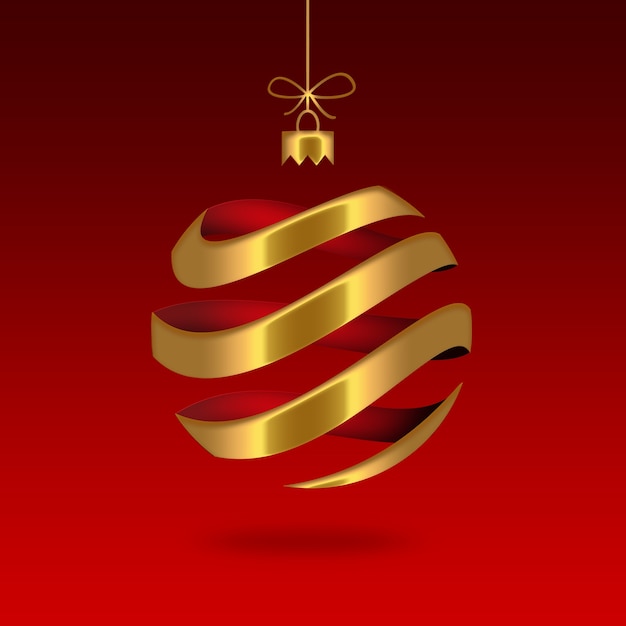 Gold striped Christmas ball