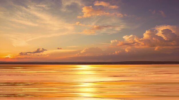 gold sunset dramatic clouds at sea