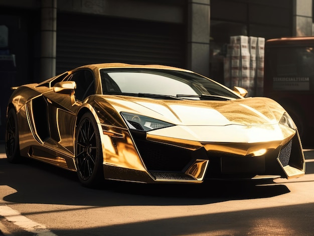 A gold supercar generative ai