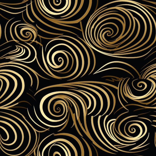 The gold swirls are created by the waves.