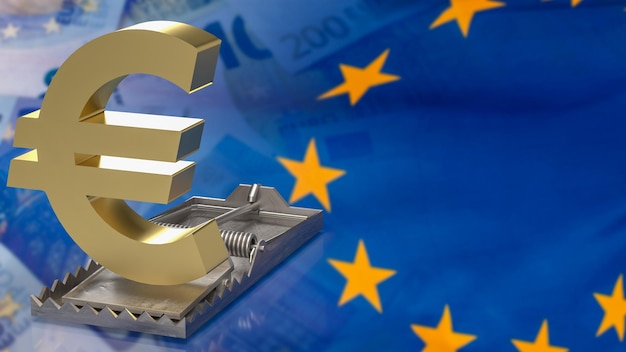 The gold symbol euro on rat trap business concept 3d rendering