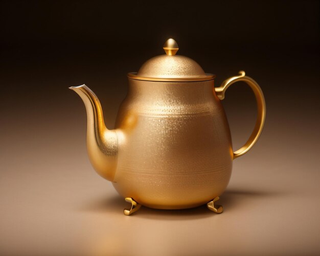 A gold teapot with the word " gold " on it.