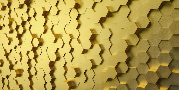 Gold Technical 3D white hexagonal background structure