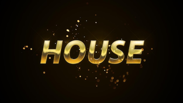 A gold text effect with the word house in the middle