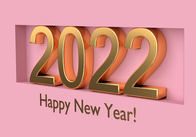 Gold text happy new year with number 2022