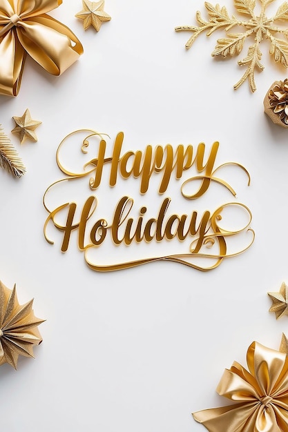 Photo a gold text that says happy holidays on a white background