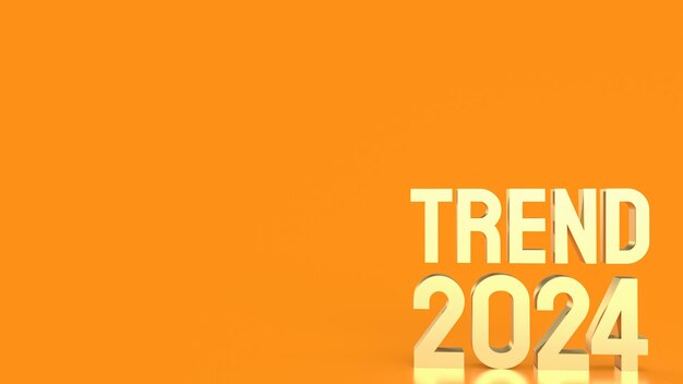 Photo the gold text trend 2024 on orange background 3d rendering