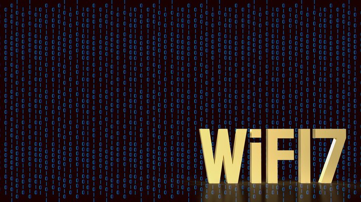 Photo the gold text wifi 7 for internet or technology concept 3d rendering