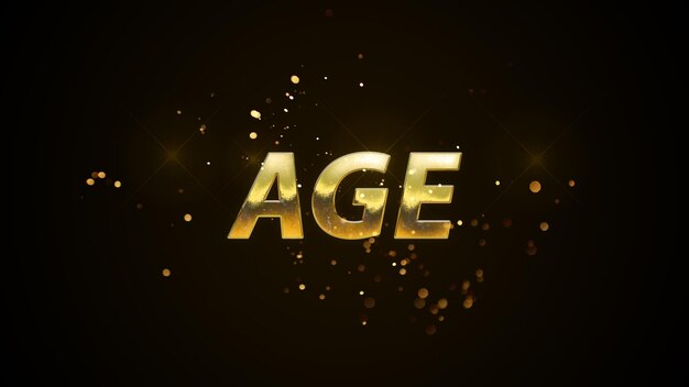 A gold text with the word age on it