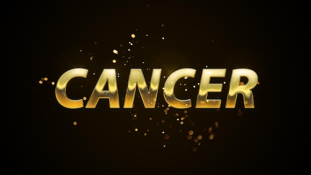 A gold text with the word cancer on it