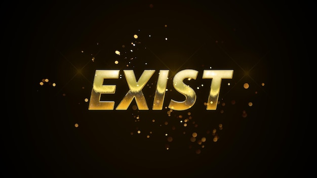 Photo a gold text with the word exist in the middle