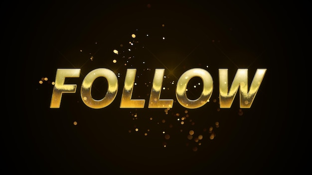 A gold text with the word follow in gold