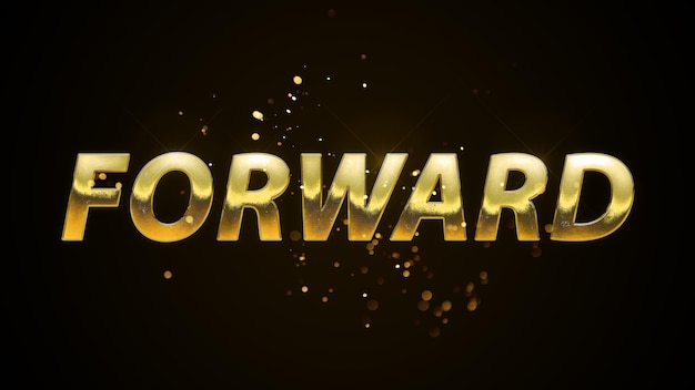 A gold text with the word " forward " in the middle