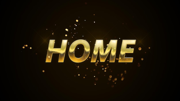 A gold text with the word home on it