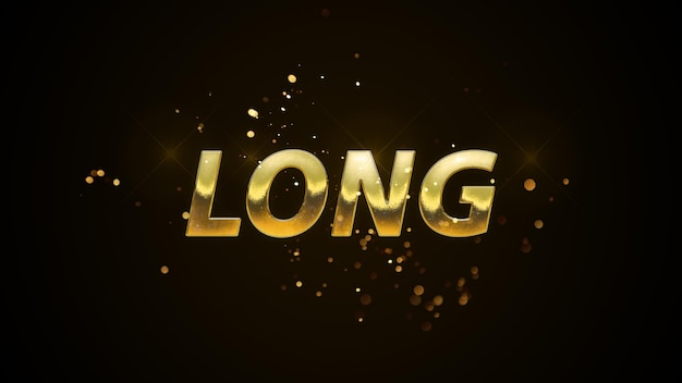 A gold text with the word long on it