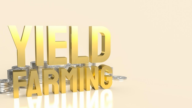 The gold text yield farming for business or finance concept 3d rendering