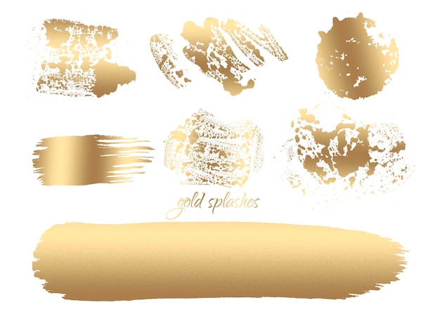 Photo gold texture strokes blots lines blots brush splatter for background design