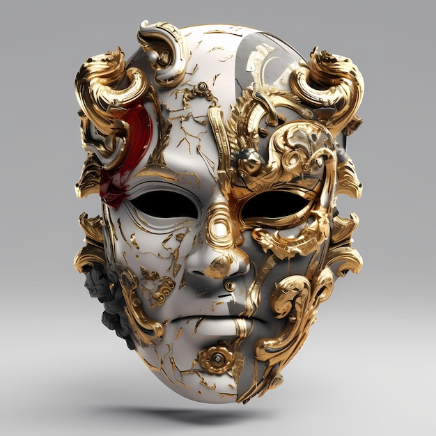 Gold theatrical masks Comedy and tragedy