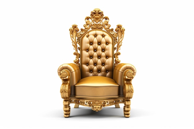 A gold throne with a crown on it