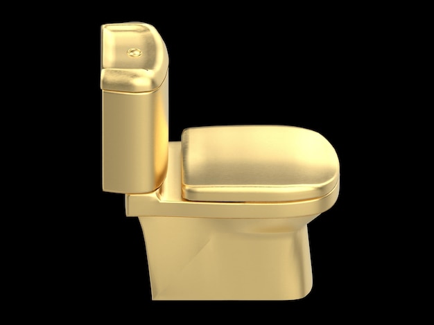 Illustrazione 3d del wc della toilette dell'oro