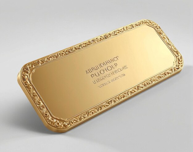 a gold tray with a name on it