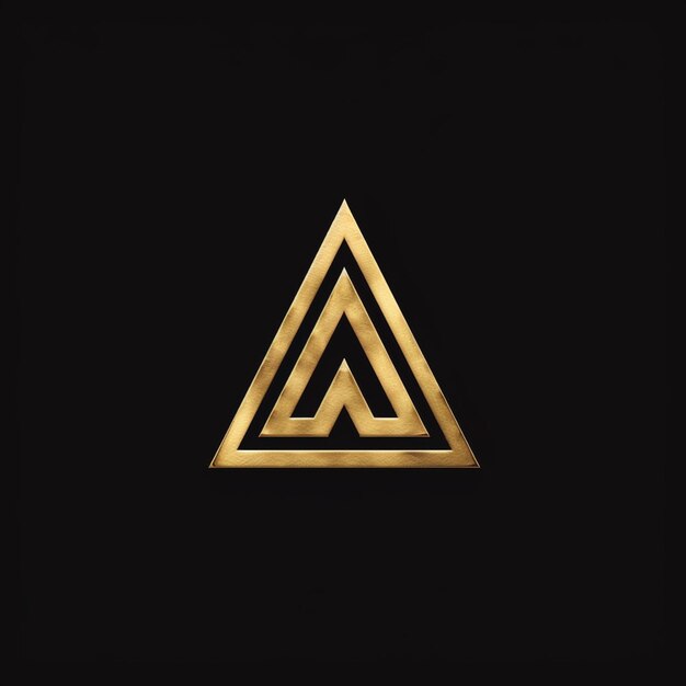 Foto un logo a triangolo dorato su uno sfondo nero
