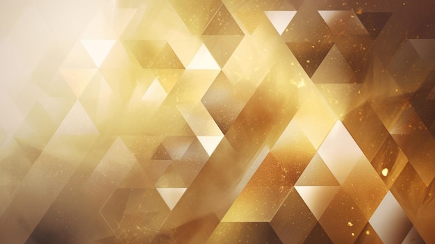 Gold triangle shapes polygonal geometric mosaic grid abstract and waves background generative AI