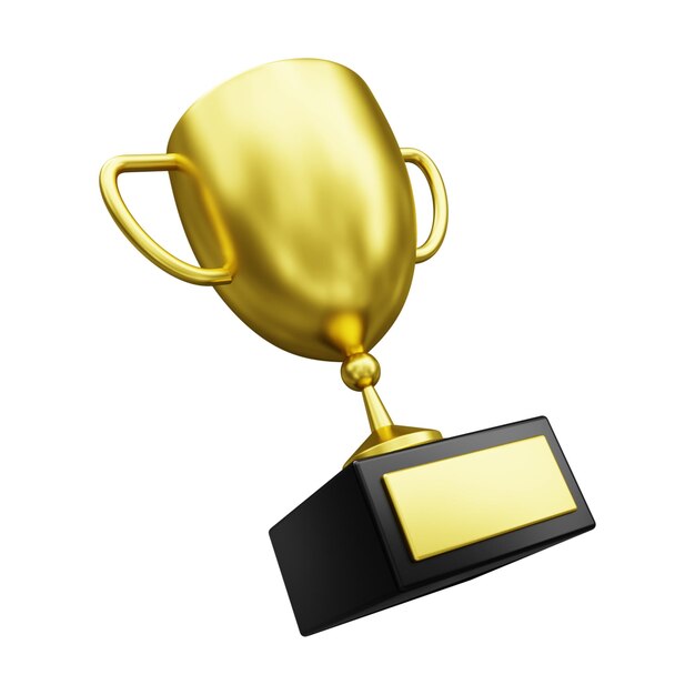 Gold Trophy 3D Illustration Isolated in White Background