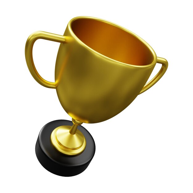 Gold Trophy 3D Illustration Isolated in White Background